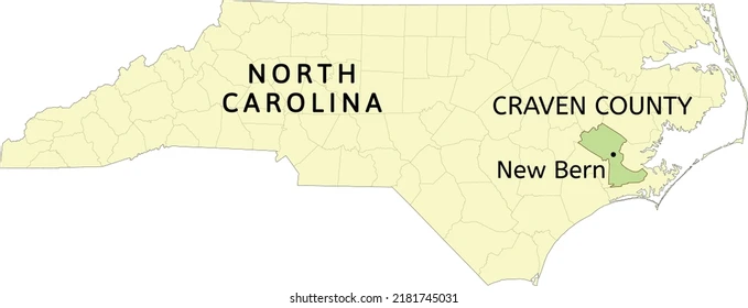 map of nc with craven county highlighted